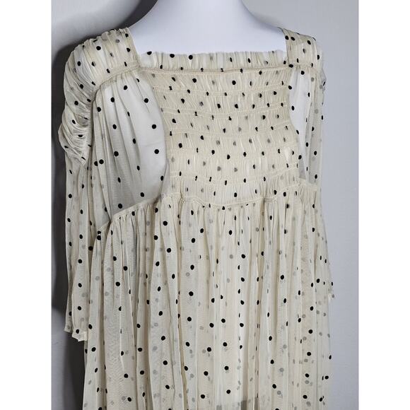 Free People Saya polka dot Sheer Mesh Tulle Baby doll Dress Size M - Picture 4 of 9